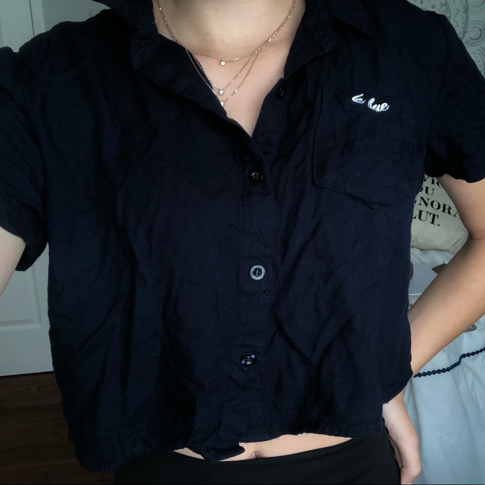cropped button down
